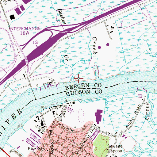 Topographic Map of Bashes Creek, NJ
