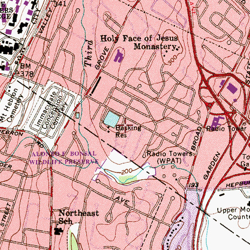 Topographic Map of Basking Reservoir, NJ