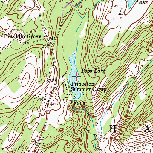 Topographic Map of Bass Lake, NJ