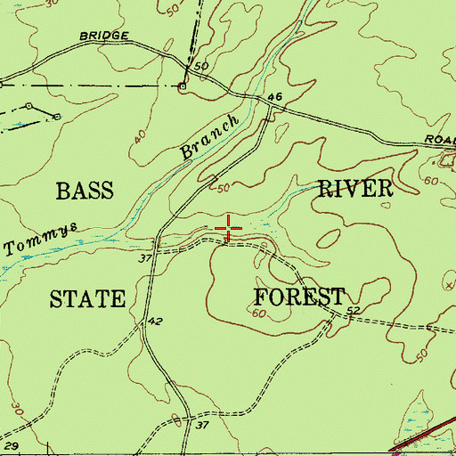 Topographic Map of Bass River State Forest, NJ