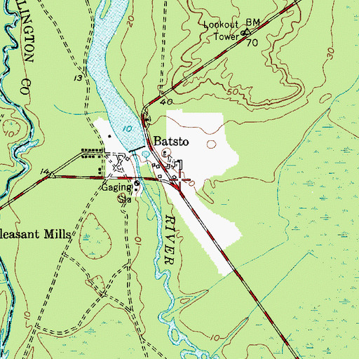 Topographic Map of Batsto, NJ