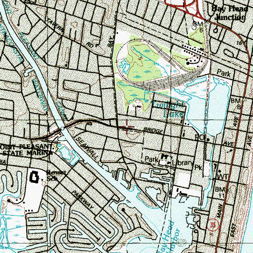 Topographic Map of Bay Head, NJ