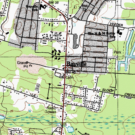 Topographic Map of Bayville, NJ
