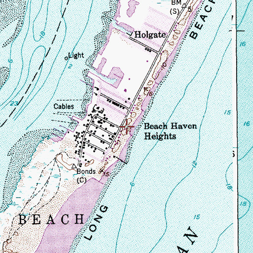 Topographic Map of Beach Haven Heights, NJ