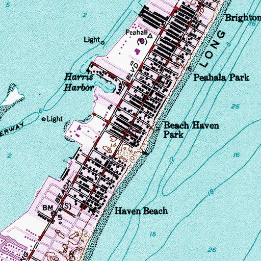 Topographic Map of Beach Haven Park, NJ