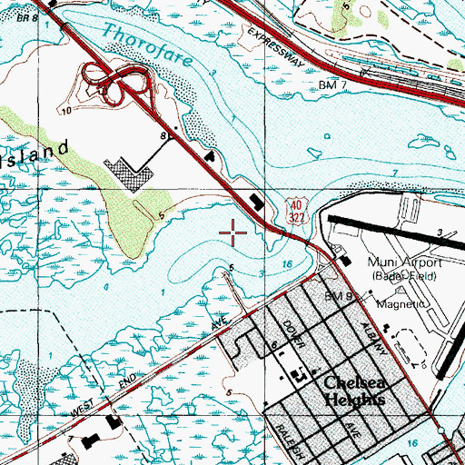 Topographic Map of Beach Thorofare, NJ