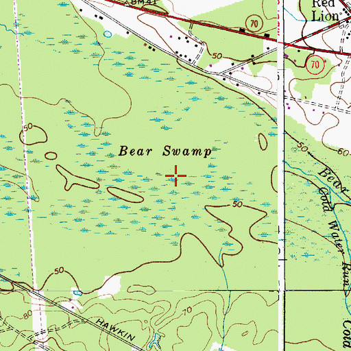 Topographic Map of Bear Swamp, NJ