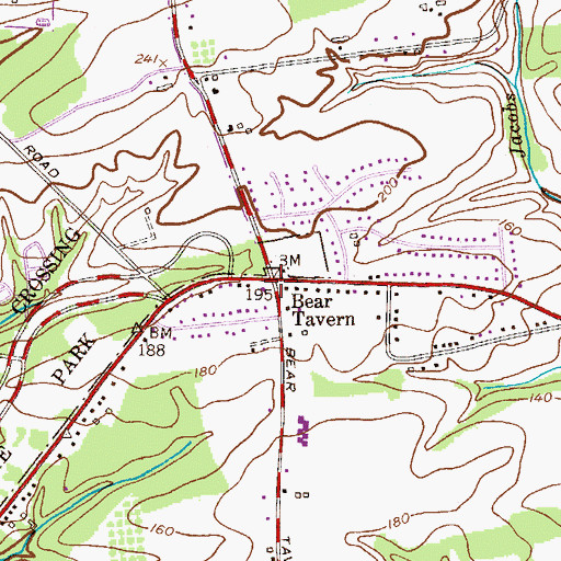 Topographic Map of Bear Tavern, NJ