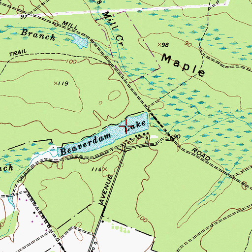 Topographic Map of Beaverdam Lake, NJ