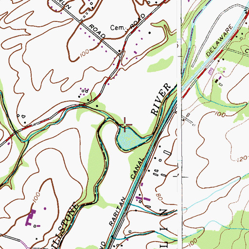 Topographic Map of Beden Brook, NJ