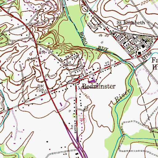 Topographic Map of Bedminster, NJ