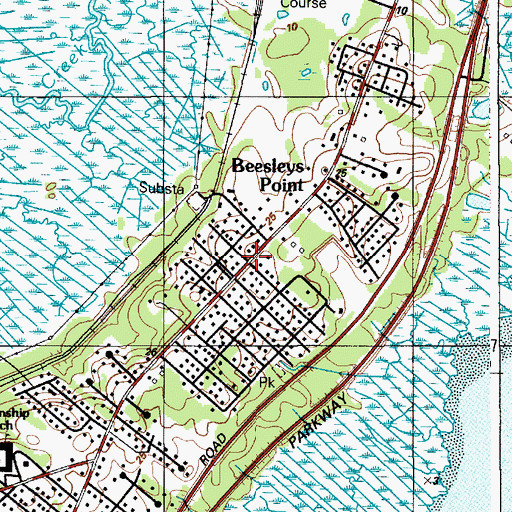 Topographic Map of Beesleys Point, NJ