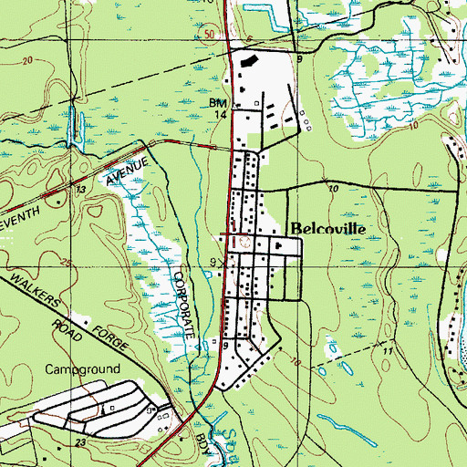 Topographic Map of Belcoville, NJ
