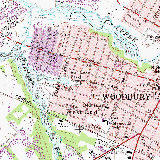 Topographic Map of Bell Lake Park, NJ