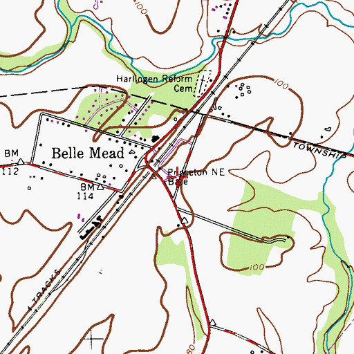 Topographic Map of Belle Mead, NJ