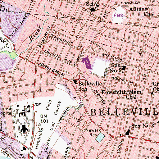 Topographic Map of Number 7 Elementary School, NJ
