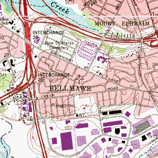 Topographic Map of Bellmawr, NJ