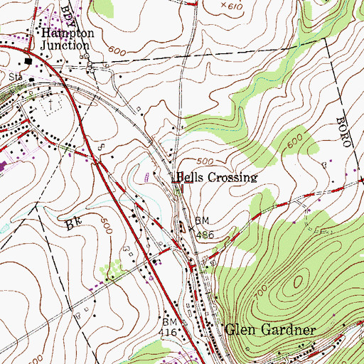 Topographic Map of Bells Crossing, NJ