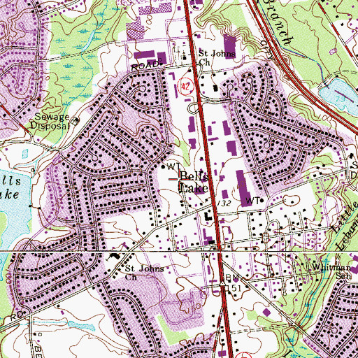 Topographic Map of Bells Lake, NJ