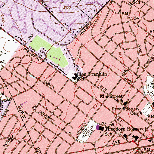 Topographic Map of Franklin Elementary School, NJ
