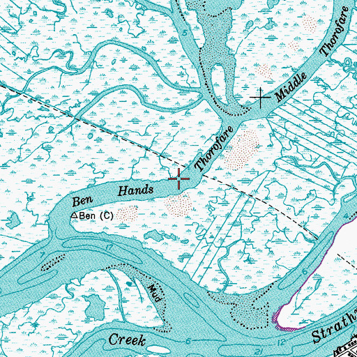 Topographic Map of Ben Hands Thorofare, NJ