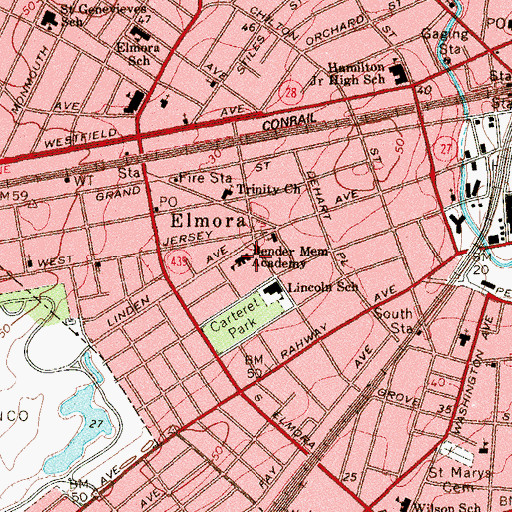 Topographic Map of Bender Memorial Academy, NJ