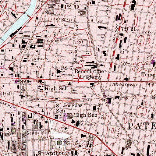 Topographic Map of Benedictine Academy, NJ
