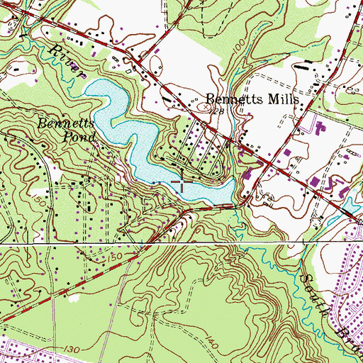 Topographic Map of Bennetts Pond, NJ