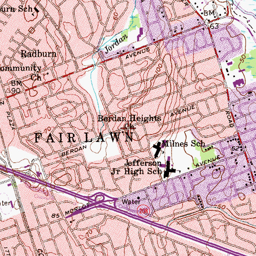 Topographic Map of Berdan Heights Church, NJ