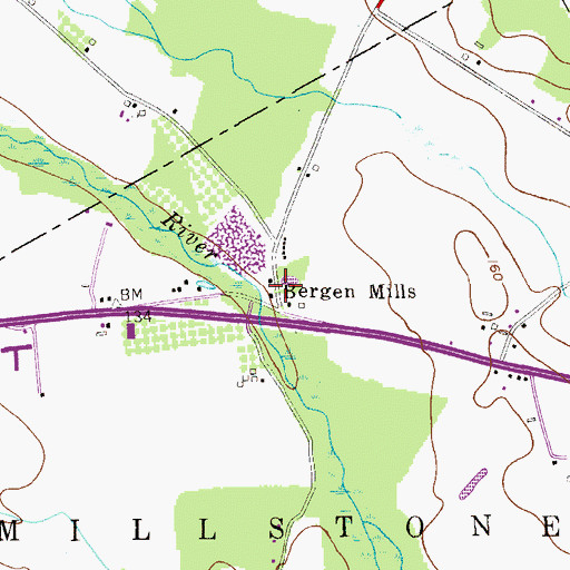 Topographic Map of Bergen Mills, NJ