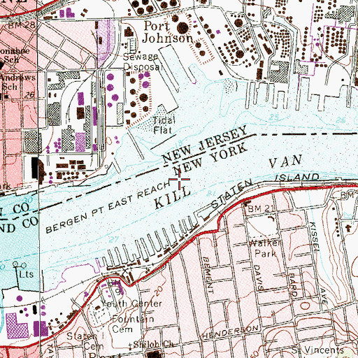 Topographic Map of Bergen Point East Reach, NJ