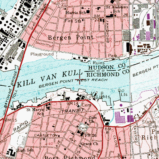 Topographic Map of Bergen Point West Reach, NJ