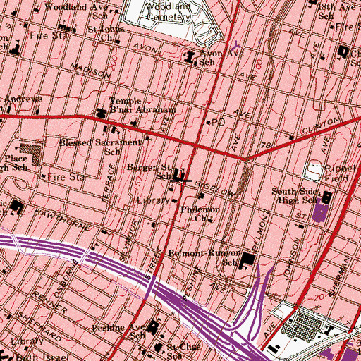 Topographic Map of William H Brown Academy, NJ