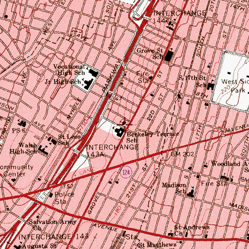 Topographic Map of Berkeley Terrace Elementary School, NJ
