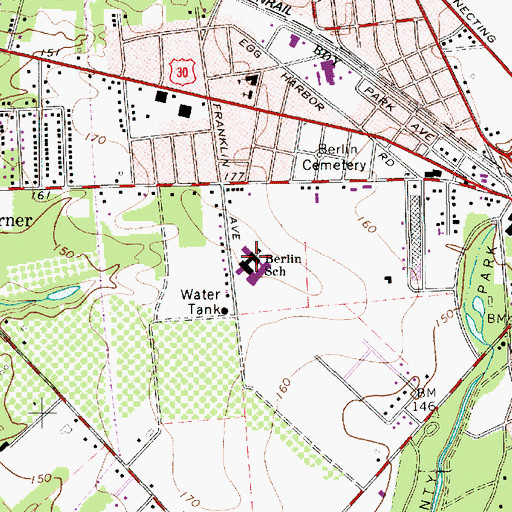 Topographic Map of Berlin Community Elementary School, NJ