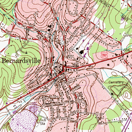 Topographic Map of Bernardsville, NJ