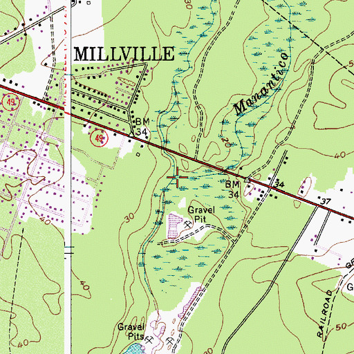Topographic Map of Berryman Branch, NJ