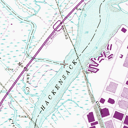 Topographic Map of Berrys Creek, NJ
