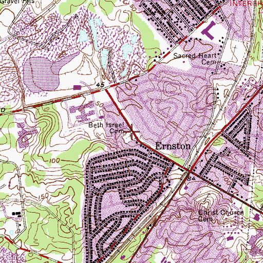 Topographic Map of Beth Israel Cemetery, NJ
