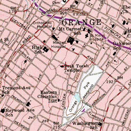 Topographic Map of Beth Torah Temple, NJ