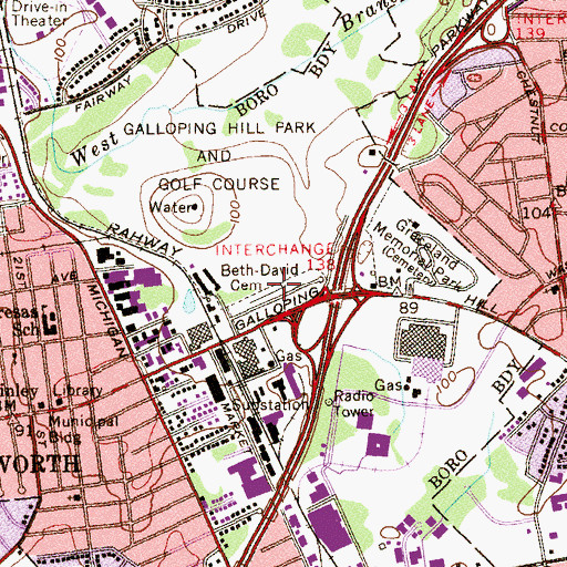 Topographic Map of Beth - David Cemetery, NJ