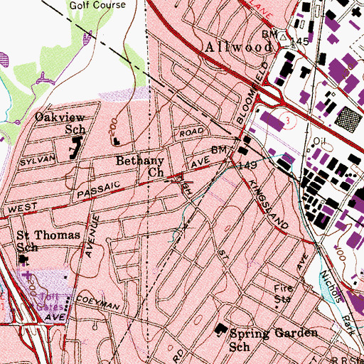 Topographic Map of Bethany United Presbyterian Church, NJ