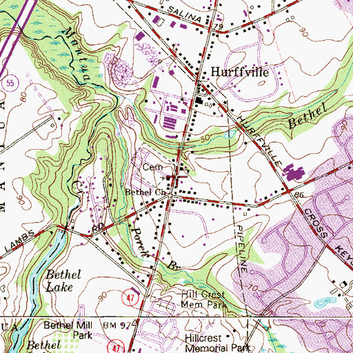 Topographic Map of Bethel Church, NJ