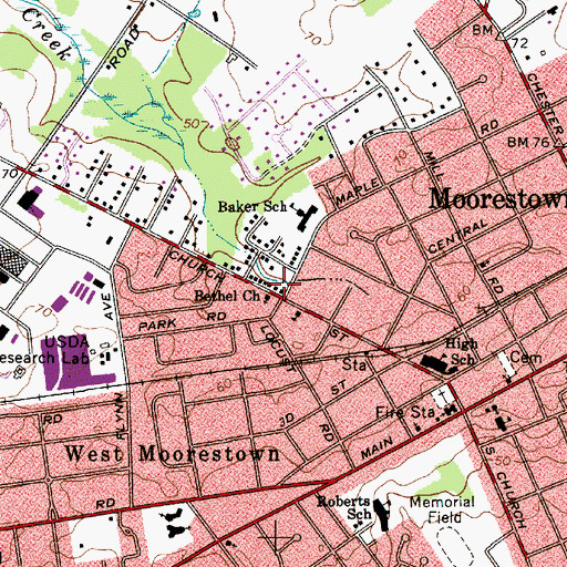 Topographic Map of Bethel Church, NJ