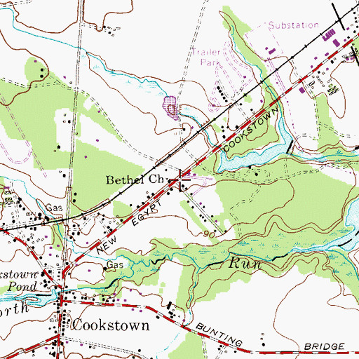 Topographic Map of Bethel Church, NJ