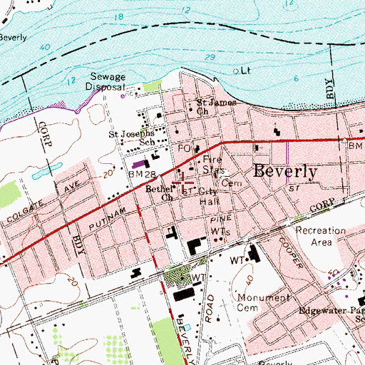 Topographic Map of Bethel Church, NJ