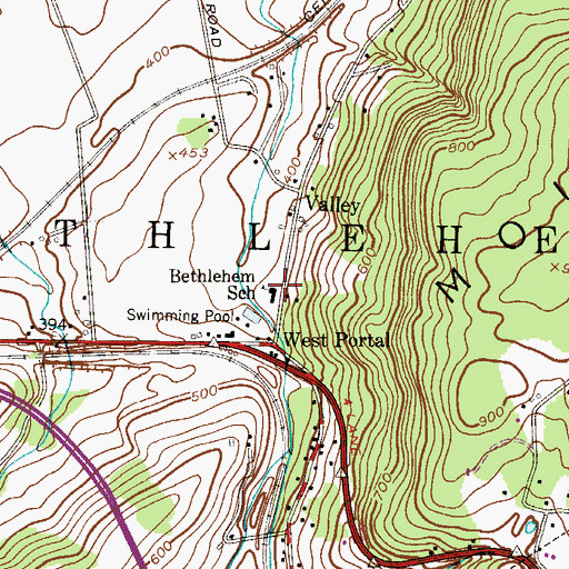 Topographic Map of Bethlehem School, NJ