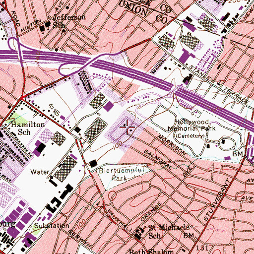 Topographic Map of Biertuempful Park, NJ