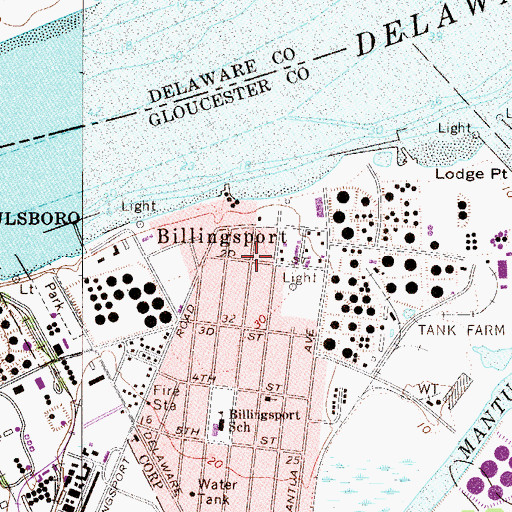 Topographic Map of Billingsport, NJ