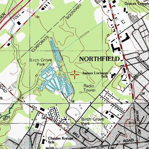 Topographic Map of Birch Grove Park, NJ